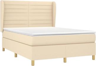 vidaXL Boxspringbett mit Matratze Creme 140x190 cm Stoff 3128602