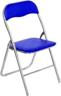BAKAJI Set mit 6 gepolsterten Stühlen, faltbar, platzsparend, Stuhl mit Rohrgestell aus Metall, PVC-Nietung, modernes Design, für Esszimmer, Küche (Blau)