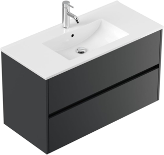 Badmöbel Taifun & Waschtisch 100 cm 2 Greifraum SoftClose Auszüge Grafit : Grafit