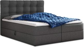 Sofnet 'Best' Boxspringbett mit 2 Bettkästen, Doppelbett mit Bonell-Matratze und Topper, Dunkelgrau, 140x200 cm