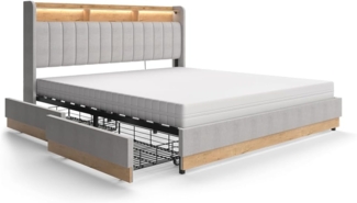 Vitalispa Polsterbett Grau 180x200 cm mit Matratze, Nura