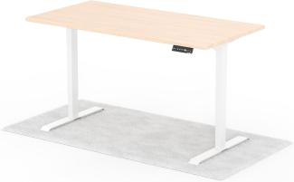 elektrisch höhenverstellbarer Schreibtisch DESK 160 x 80 cm - Gestell Weiss, Platte Eiche