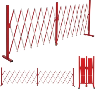 Alu Absperrgitter HWC-B34, Zaun Schutzgitter Scherengitter Trenngitter, ausziehbar 103x53-411cm ~ rot-weiß