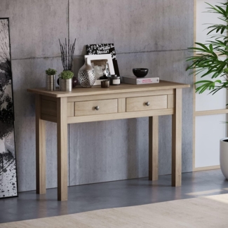 Vida Designs-Panama 2 Schubladen-Konsolentisch, Holz,Kiefer, 73.0 x 40.0 x 110.0