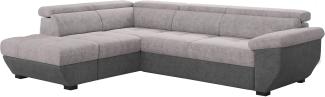 Mivano Schlafsofa Speedway / Eckcouch mit Bettfunktion, Stauraum und verstellbaren Kopfstützen / 262 x 79 x 224 / Zweifarbig: grau/dunkelgrau