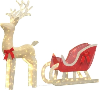 vidaXL LED-Rentiere mit Schlitten 100 LEDs Warmweiß 4019492