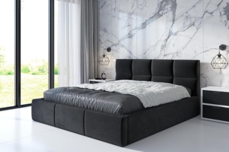 Polsterbett RADIC 90x200 mit Matratze, Bettkasten und Lattenrost. Farbe: Schwarz 20