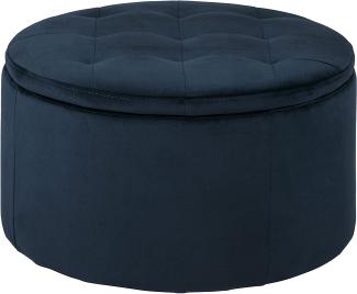 Hocker RETINA Stauraum Pouf marineblau Sitzhocker Samt