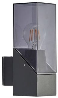 Lucande Außen-Wandleuchte Fiola, dimmbar, Leuchtmittel nicht inklusive, Modern, Aluminium, Polycarbonat, anthrazit, klar, 1 flammig, E27