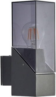 Lucande Außen-Wandleuchte Fiola, dimmbar, Leuchtmittel nicht inklusive, Modern, Aluminium, Polycarbonat, anthrazit, klar, 1 flammig, E27