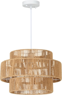 HOMCOM Pendelleuchte Hanfseil Leuchte, Boho Deckenleuchtenschirm, Beleuchtungsfunktionen, Halogenlampe, LED-Lampe usw, für Wohnzimmer, Schlafzimmer, Flur, Braun