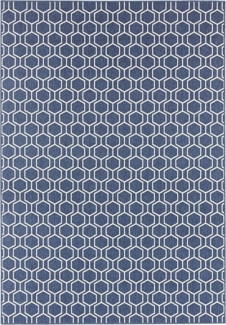 Schlingenteppich Novalie Dunkelblau Creme 80x200 cm