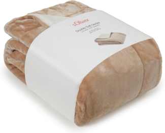 s. Oliver 1280 Kuscheldecke 150x200 cm - doppellagige Tagesdecke beige wollweiß, super weicher Griff, Gute Wärmehaltung und EIN besonders edler Glanz