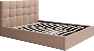 Vente-unique - Bett mit Bettkasten - 180 x 200 cm - Samt - Beige - MIRDAL von Pascal Morabito