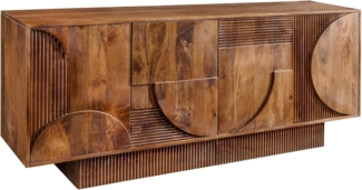 riess-ambiente Sideboard ART DECO 170cm braun / smoke · Kommode aus Mangoholz mit 3D-Front (Einzelartikel, 1 St), Massivholz · Push-to-Open · 6 Fächer · lackiert · Wohnzimmer · Design