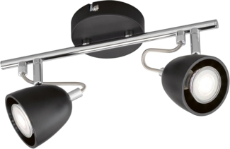 LED Deckenleuchte, schwarz, chrom, Spots beweglich, L 30 cm