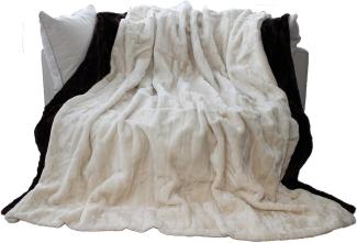 Brandsseller Felldecke, Hochwertige Kuscheldecke, Decke, Wohndecke, Nerzdecke, Plaid, Webpelzdecke, Tagesdecke XXL (Creme-Weiss)