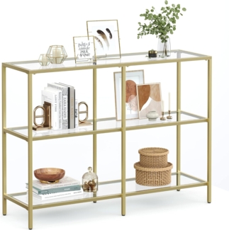 Songmics 'Vasagle' Konsolentisch mit 3 Ablagen aus Hartglas, Metall/Glas goldfarben, 73 x 30 x 100 cm
