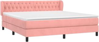 vidaXL Boxspringbett mit Matratze Rosa 180x200 cm Samt 3127690