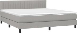vidaXL Boxspringbett mit Matratze & LED Hellgrau 160x200 cm Stoff 3133325