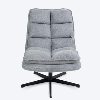 MEUBLE COSY Sessel 360° Drehbar Einzelsofa Faltbar Loungesessel Relaxsessel mit Armlehne Design Drehsessel, Metallbeine, für Wohnzimmer Schlafzimmer, Grau, 65 x 79.5 x 85 cm