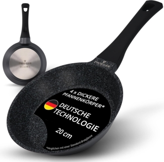 ZWIEGER Hochwertige kleine Pfanne 20cm Induktion – Bratpfanne 20 cm, Aluguss, vollflächiger Edelstahlboden, für alle Herdarten (inklusive Induktion) geeignet – Antihaft, PFOA- & PFOS-frei