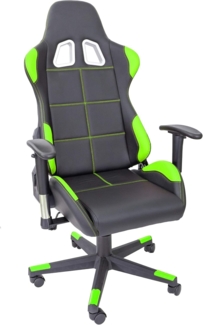 TPFLiving Bürostuhl Fire mit Lendenkissen XL Racing Stuhl Gaming-Stuhl (aus hochwertigem Kunstleder), Drehstuhl Zockerstuhl, Belastbarkeit bis 150 kg - Grün