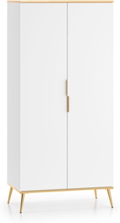 Kleiderschrank Viterbo Schlafzimmerschrank 92x53x195cm Alpinweiß Goldfarben