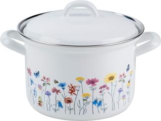 Riess Kochtopf Fleischtopf Country Flora mit Deckel Ø14cm 1 Liter Induktion, (Stück, 1-tlg, Kochtopf), Kochtopf, Bratentopf