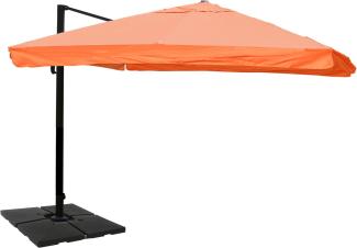 Mendler 'HWC-A96' Gastronomie-Ampelschirm mit Ständer, Polyester/Alu terracotta, 3,5x3,5 m