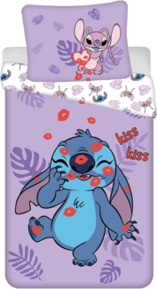 Disney Lilo & Stitch Bettwäsche-Set 140x200 cm + 70x90 cm aus 100% Baumwolle mit Reißverschluss