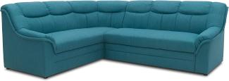 DOMO collection Berlin Ecksofa, Sofa in L-Form, Eckcouch mit Federkern, 205 x 250 x 89 cm, Polsterecke in petrol