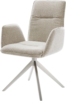 Drehstuhl Vinja-Flex Webstoff Soft Beige Kreuzgestell breit Edelstahl 360° drehbar Wippfunktion