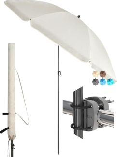 4smile Sonnenschirm Balkon SunnyJoy, 3-in-1 SET, Beige - UPF 50+ Sonnenschirm Ø 180 cm + Sonnenschirmhalter Balkongeländer + Sonnenschirmhülle - Sonnenschutz Balkon Set