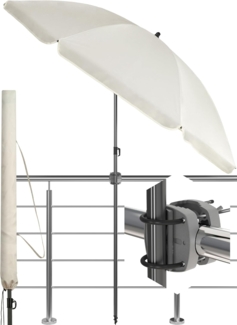 4smile Sonnenschirm Balkon SunnyJoy, 3-in-1 SET, Beige - UPF 50+ Sonnenschirm Ø 180 cm + Sonnenschirmhalter Balkongeländer + Sonnenschirmhülle - Sonnenschutz Balkon Set