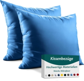 Kissenbezug 65x65 Mikrofaser Premium 2er Set Kissenhülle Deko für Kissen Sofa/Bett Stoff Superweicher Resistent Hypoallergen Anti-Milben Atmungsaktiv Kopfkissenbezug mit Verdecktem Zip Voll Waschbar