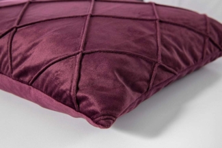 MAGMA Kissenhüllen NOBLESS samtig weich kuschelig einfarbig Rautenmuster - ca. 40 x 40 cm - 2er Set weinrot