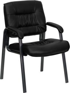 Flash Furniture Leder-Soft-Seitenstuhl, Metallleder, Schwarzer Lederweich/Titanrahmen, Black with Titanium Frame Finish