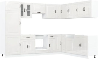 14-tlg. Küchenschrank-Set Kalmar Hochglanz-Weiß Holzwerkstoff 3314973