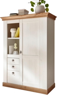 Highboard Hemsby in weiß Pinie / Eiche Landhaus 102 x 139 cm