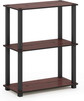 Furinno 3-Ebenen kompaktes Mehrzweckregal mit quadratischem Rohr, holz, Dunkle Kirsche/Schwarz, 28. 96x59. 94x75. 18 cm