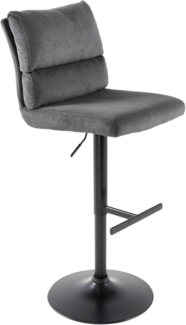 riess-ambiente Barhocker COMFORT grau / schwarz (Einzelartikel, 1 St), Cord · Metall · höhenverstellbar · drehbar · Stuhl mit Lehne · Design