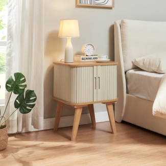 Beistelltisch Tysvær 59x45x45 cm Bambus/Cremeweiß [en. casa]