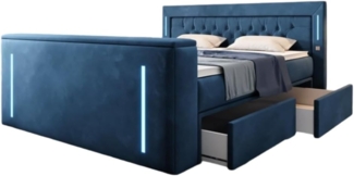 Boxspringbett Divaneo mit TV Lift und Stauraum 180x200 Blue H3