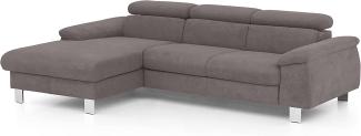 Mivano Ecksofa Micky mit Recamiere / Eckcouch mit Bettfunktion, Bettkasten und Kopfteilverstellung / 244 x 72 x 166 / Mikrofaser, Dunkelgrau