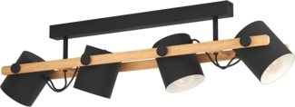 Eglo 43558 Deckenleuchte HORNWOOD schwarz, creme braun E27 4X28W L:100cm B:19cm H:27,5cm dimmbar