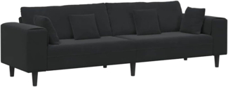vidaXL Samt Sofa mit Kissen Schwarz 208 cm Samt 3335158