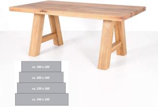 Esstisch Lyon A Balkeneiche Tisch 200-240cm Variante Massivholztisch 200x100 cm