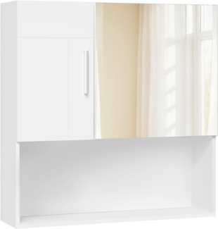 EUGAD Spiegelschrank (1-St) mit Tür, 5 Fächern, aus E1-MDF, Weiß, 54 x 55 x 15 cm
