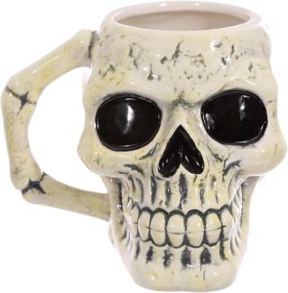 Puckator MUG217 Tasse Totenkopf, Keramik, elfenbeinfarben-Schwarz, 12,5 x 12,5 x 10,5 cm